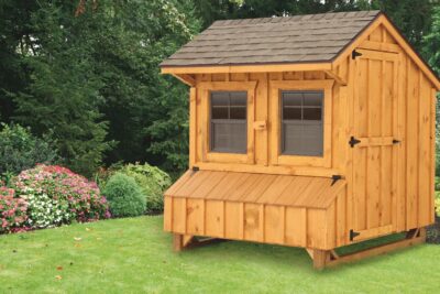 prefab chicken coops Brown Cedar Stain Q56 Front View