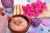 SPA Concept with Aromatic Salt and Orchid Flowers