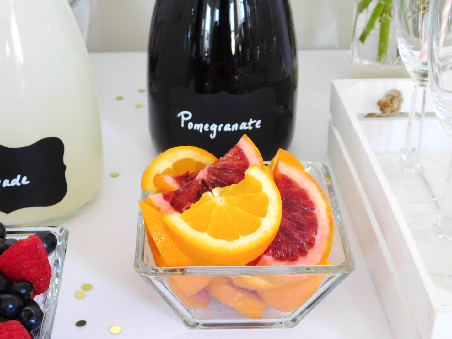 A colorful and glam DIY mimosa bar brunch