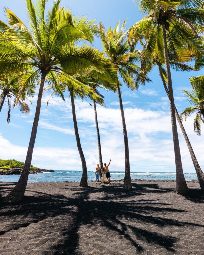 Punaluu Black Sand Beach on the Big Island of Hawaii