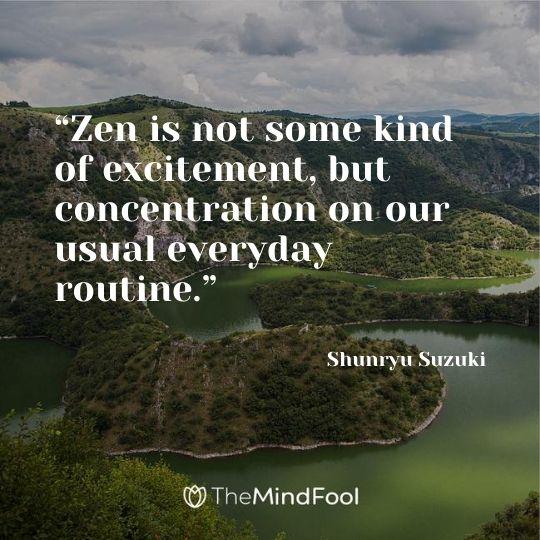 “Zen is not some kind of excitement, but concentration on our usual everyday routine.” - Shunryu Suzuki