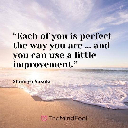 “Each of you is perfect the way you are ... and you can use a little improvement.” ― Shunryu Suzuki