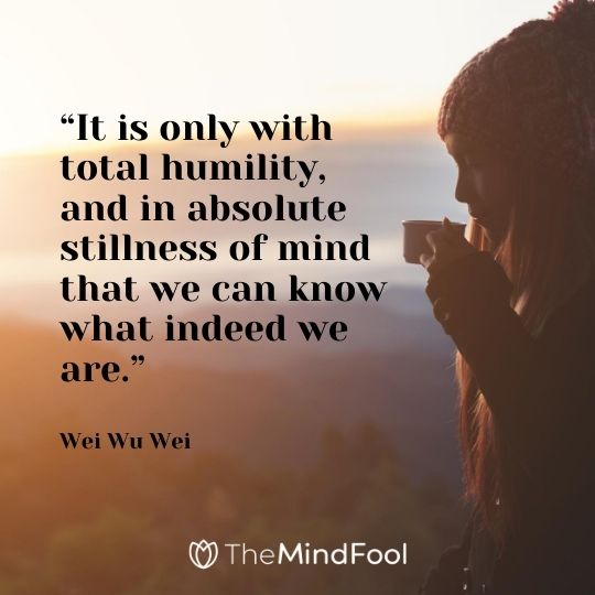 “It is only with total humility, and in absolute stillness of mind that we can know what indeed we are.” - Wei Wu Wei