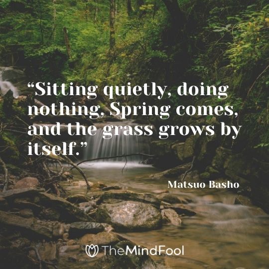 “Sitting quietly, doing nothing, Spring comes, and the grass grows by itself.” - Matsuo Basho