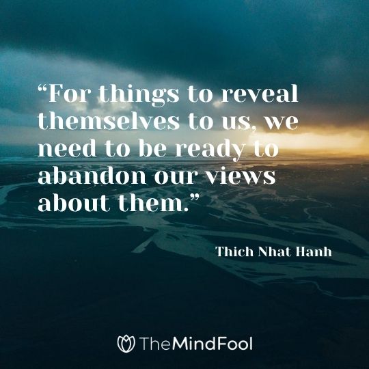 “For things to reveal themselves to us, we need to be ready to abandon our views about them.” - Thich Nhat Hanh