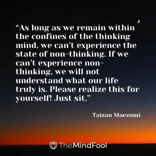 “As long as we remain within the confines of the thinking mind, we can’t experience the state of non-thinking. If we can’t experience non-thinking, we will not understand what our life truly is. Please realize this for yourself! Just sit.” - Taizan Maezumi