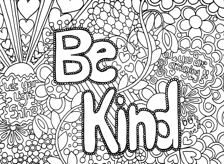 Be kind colouring in printable for teenagers