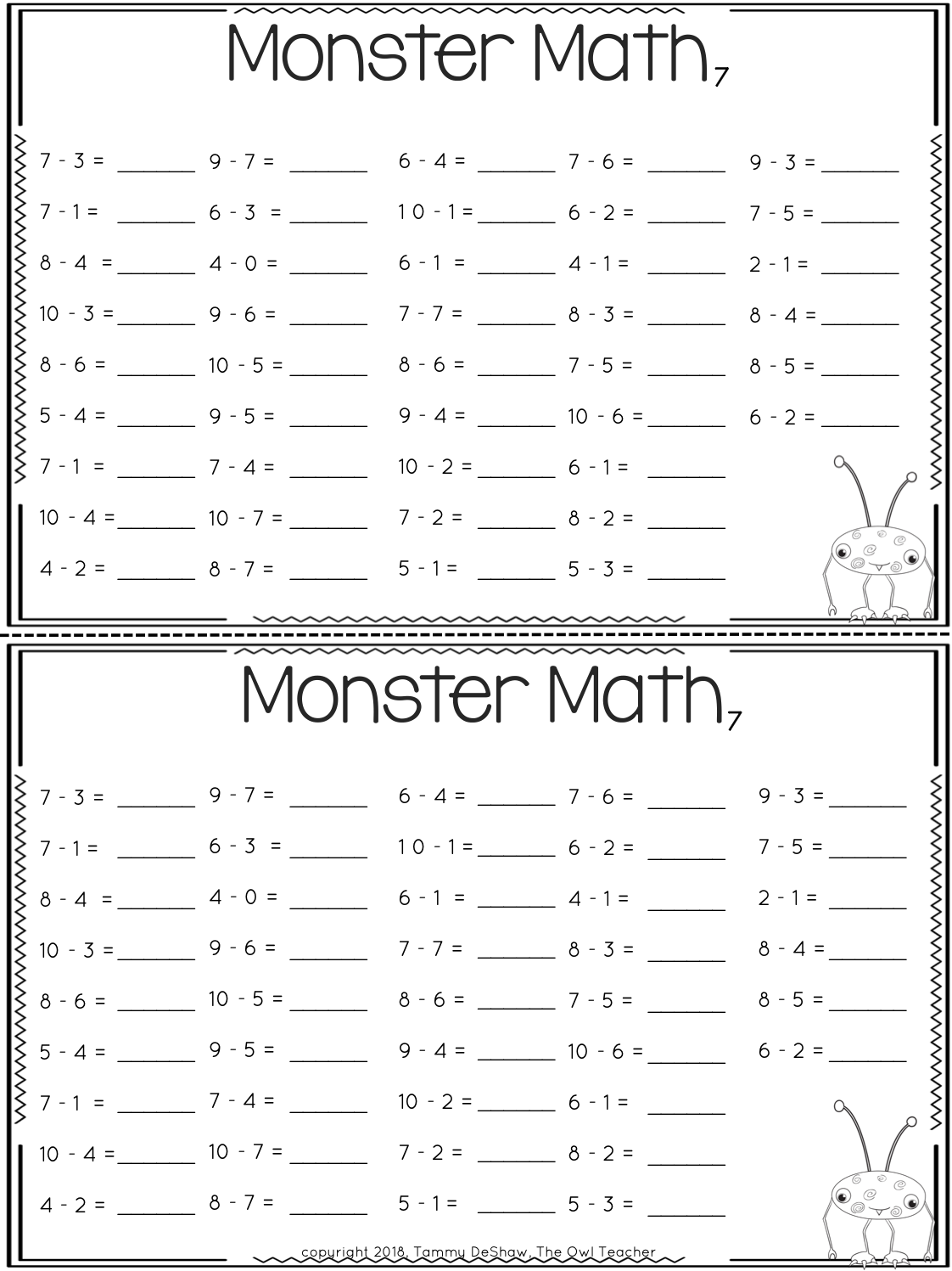 Math Fact Fluency Practice Worksheets - Worksheets For Kindergarten