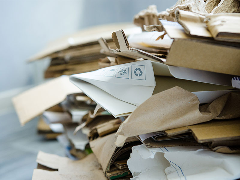 Pile of recyclable paper and boxes