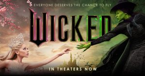 Wicked (titled onscreen as Wicked Part I) is a 2024 American musical fantasy film directed by Jon M. Chu, and written by Winnie Holzman and Dana Fox, with songs by Stephen Schwartz. It is the first of a two-part film adaptation of the stage musical of the same name based on the 1995 novel, which in turn is based on the Oz books and the 1939 film The Wizard of Oz.