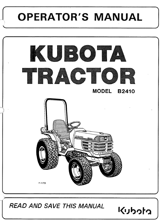 Kubota B2410, B2710, B2910, B7800hsd Tractor Service Manual