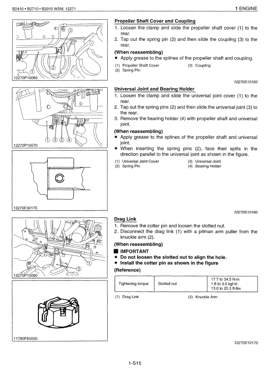 Kubota B2410, B2710, B2910, B7800hsd Tractor Service Manual