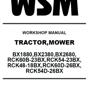 Kubota Bx1880, Bx2380, Bx2680 Tractor Loader Workshop Manual