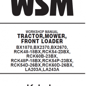 Kubota Bx1870, Bx2370, Bx2670 Tractor Loader Workshop Manual