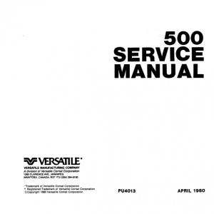 Ford Versatile 500 Tractor Service Manual