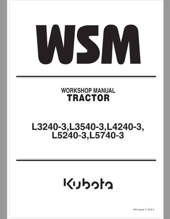 Kubota L4740-3, L5040-3, L5240-3, L5740-3 Workshop Repair Manual