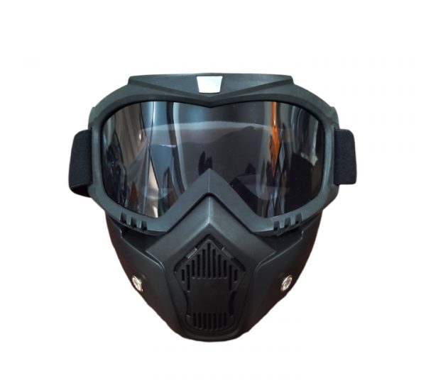 Plain Black Goggles with Mask with Clear Visor