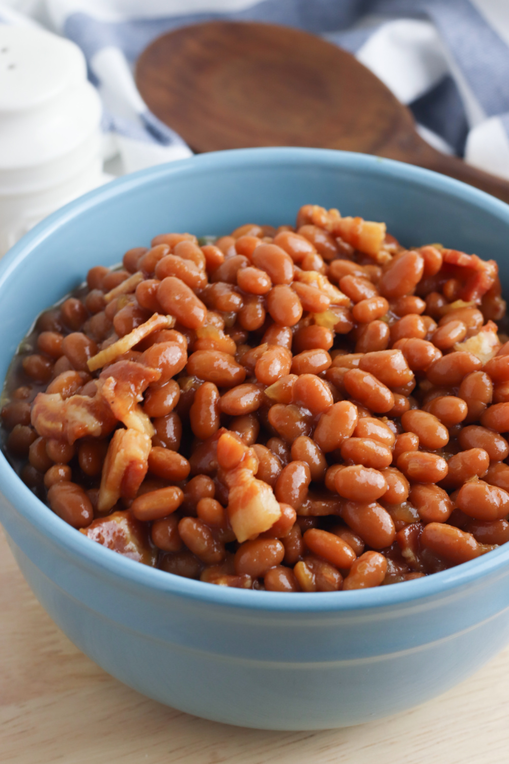 Brown sugar baked beans in a bowl