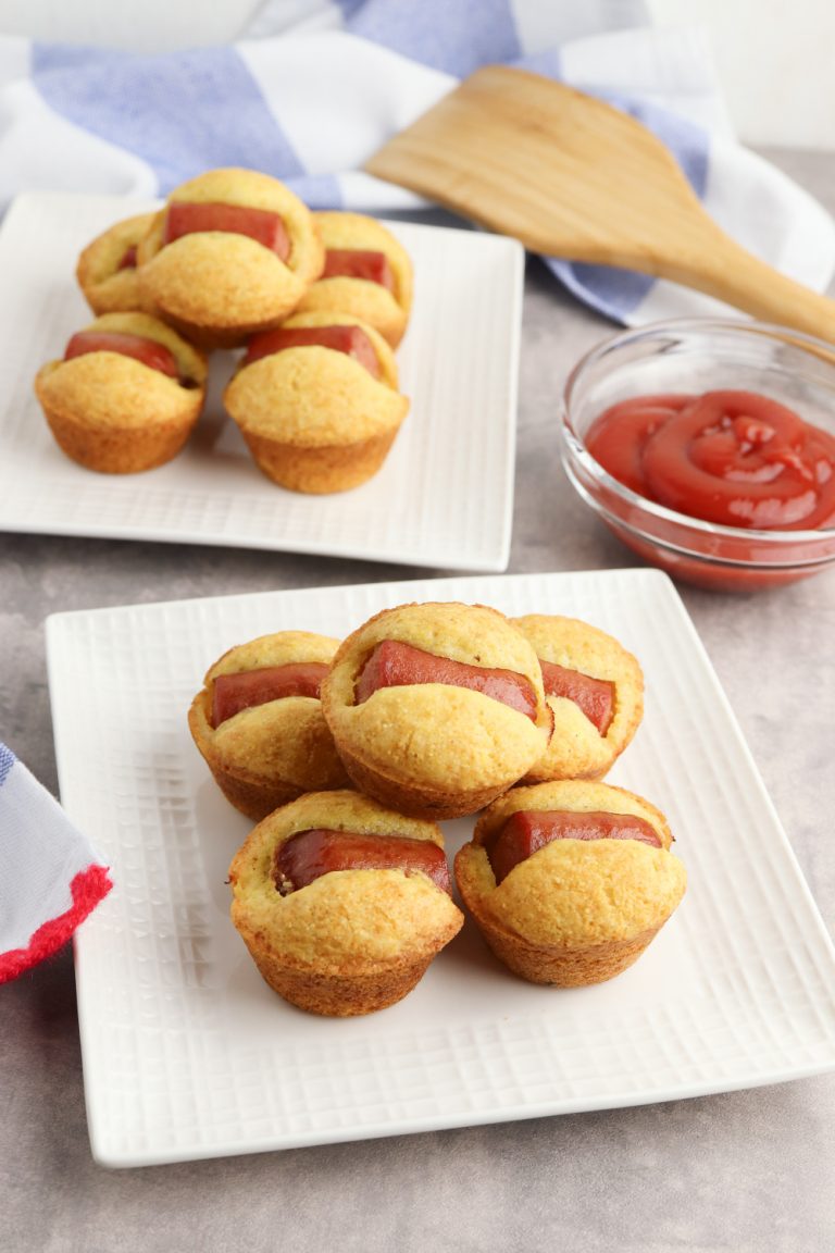 mini Corndog Muffins on plates