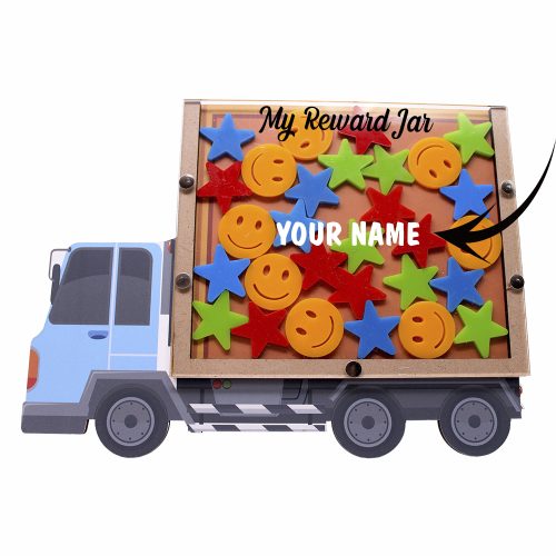 Reward Jar Incentive Jar for Kids Children with Stars and Smilies - Truck Design