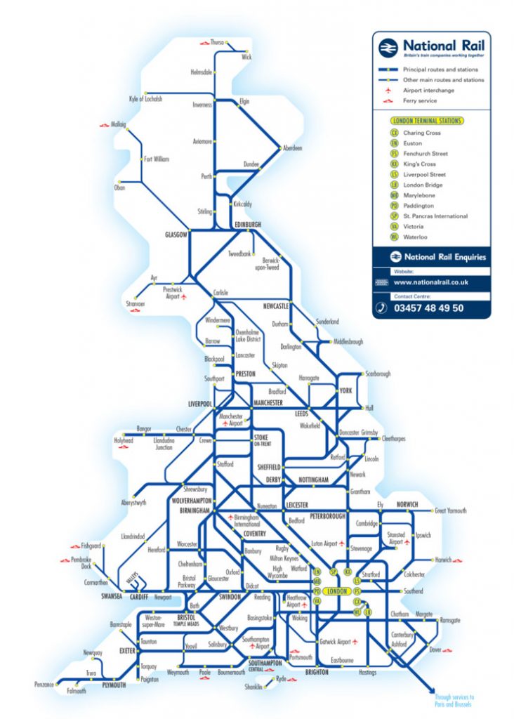 Rail Map Of England - Tony Aigneis