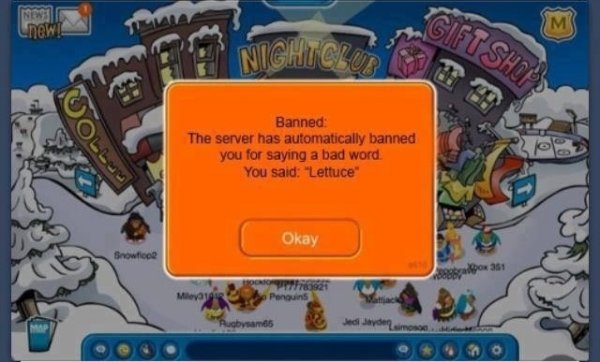 Club Penguin ban screen - Old school computer games