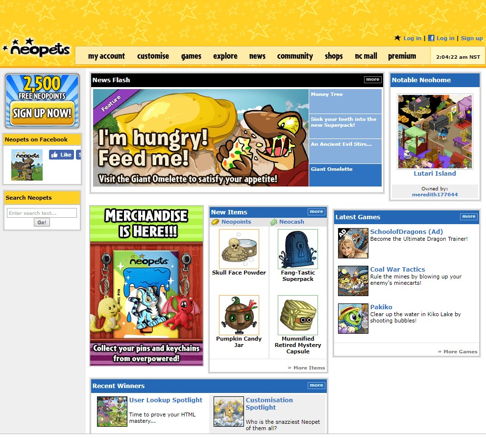 Neopets website