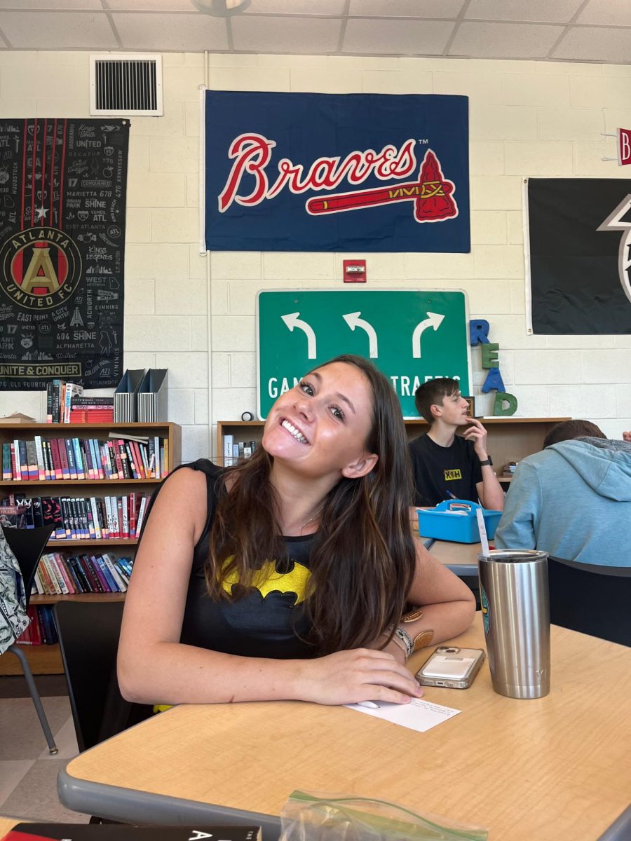 Senior Bynum smiles in her 1A AP Literature class. 