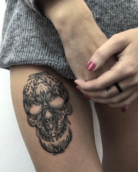 Creative Blackwork Skull by Sasha Masiuk