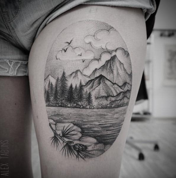 Dotwork Landscape by Alex Tabuns