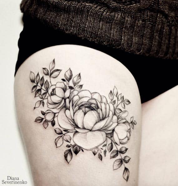 Large Blackwork Floral Piece by Diana Severinenko