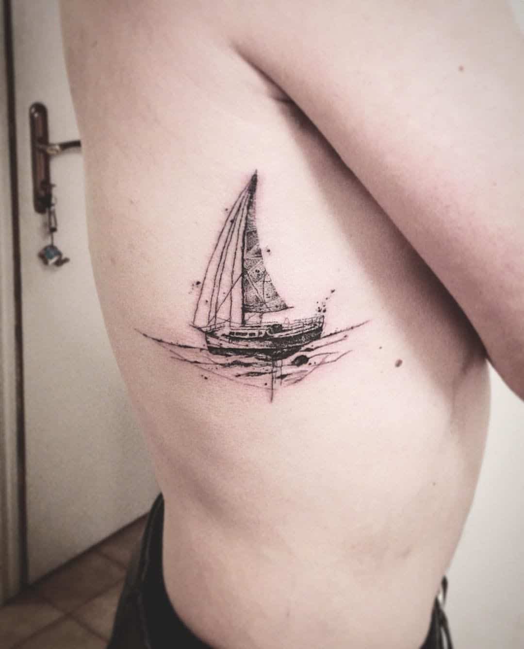 boat tattoo on back