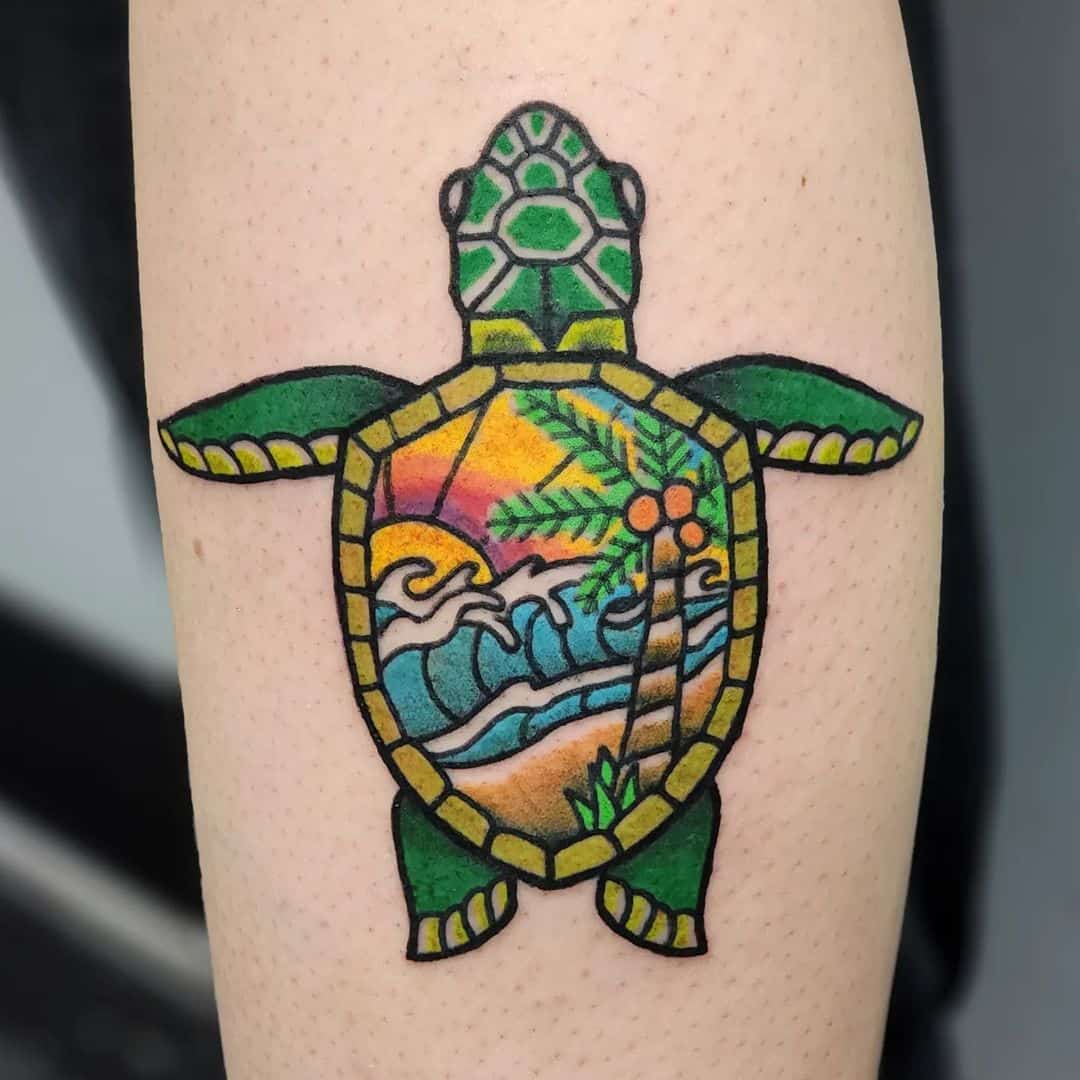 colorful turtle tattoo