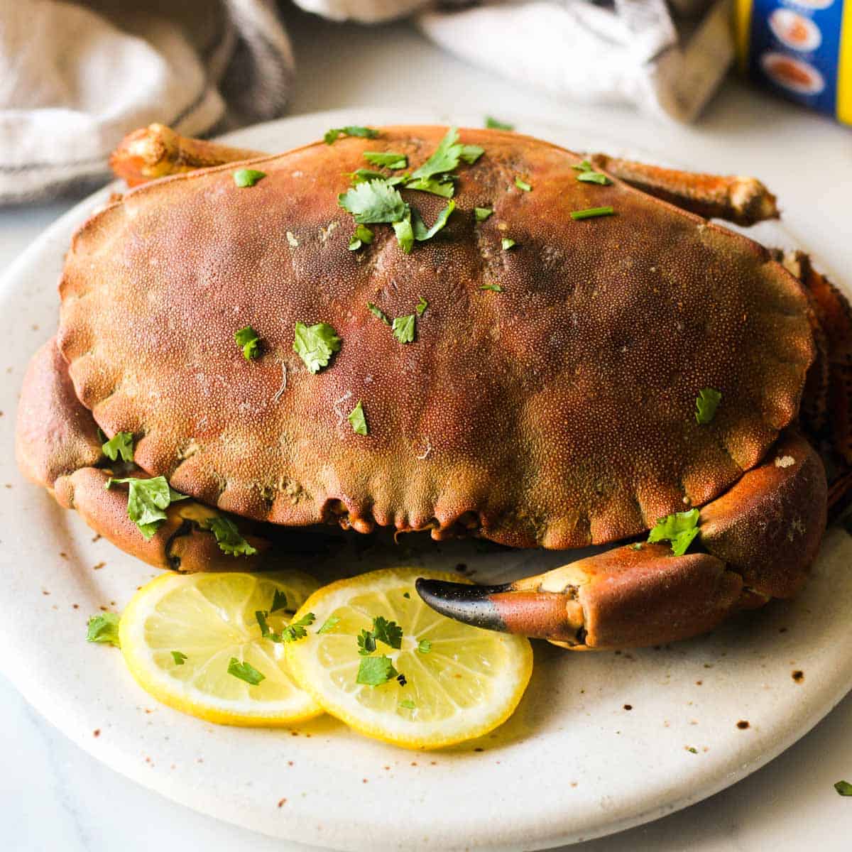 close look at crab cooked in pressure cooker steamer