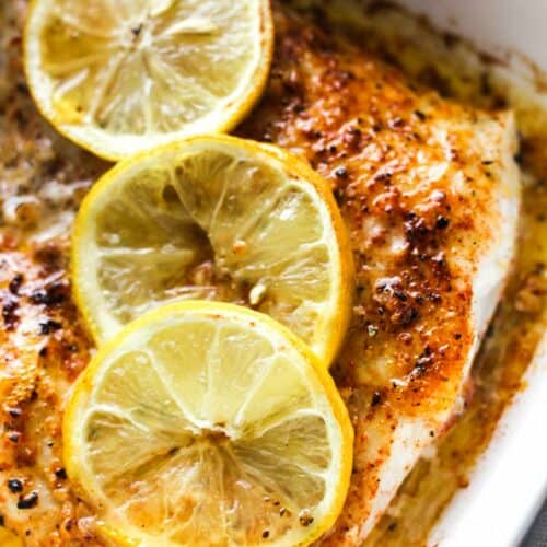 broiled walleye with lemon