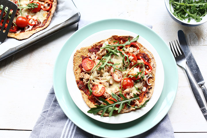 Sweet potato tuna pizza