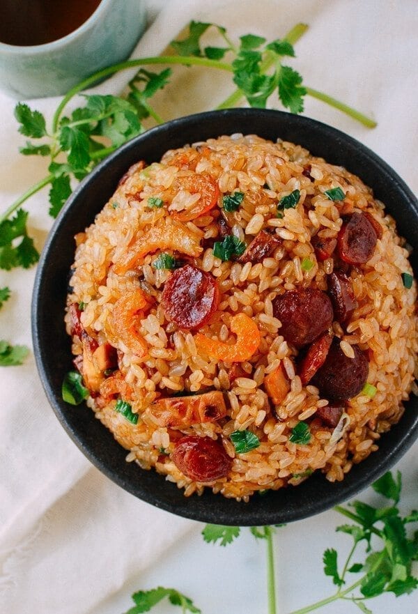 Sticky Rice with Chinese Sausage, by thewoksoflife.com