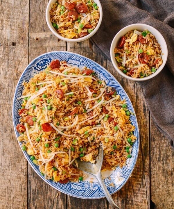 Chinese Sausage Fried Rice (Lop Cheung Chow Fan), by thewoksoflife.com