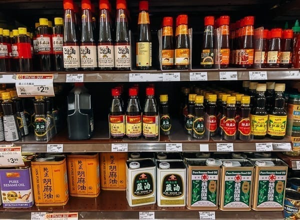 Sesame Oil section of Chinese grocery store, thewoksoflife.com