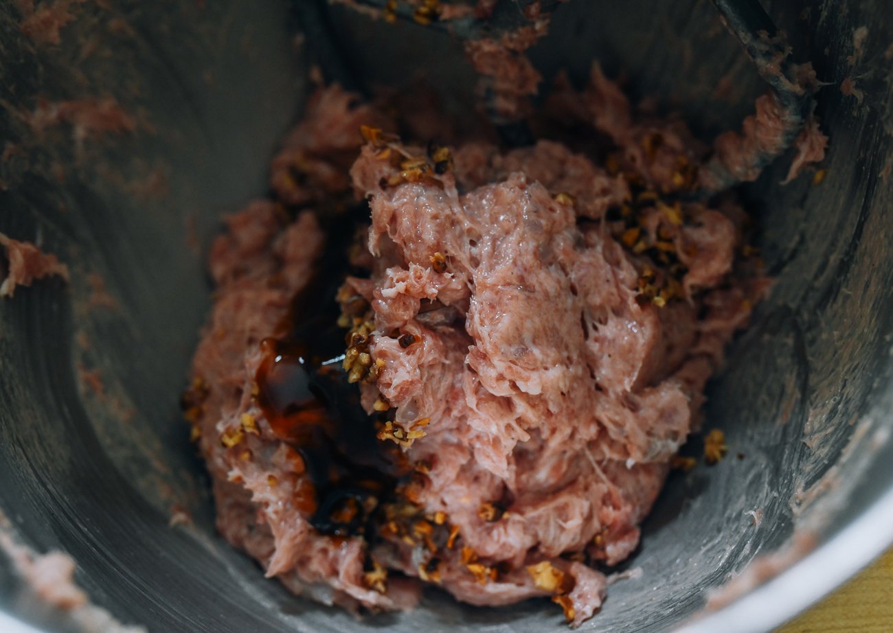 oyster sauce and oil added to siu mai filling