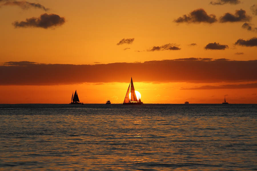 Sunset on Waikiki Beach