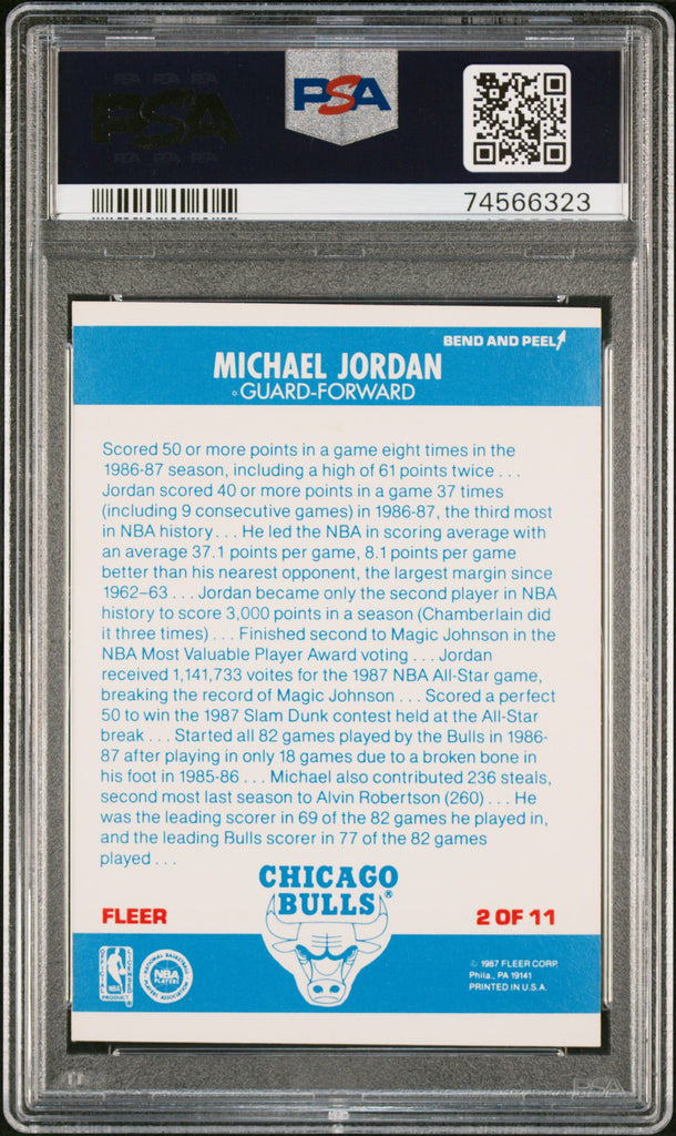 Michael Jordan 1987 Fleer Stickers #7 PSA 7 Near Mint – Three Stars ...