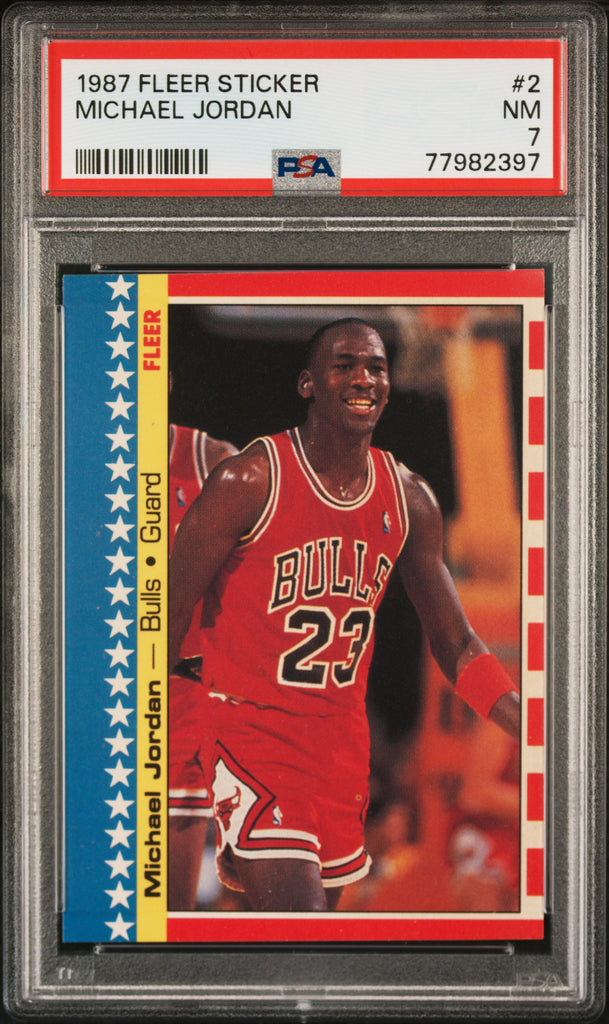 Michael Jordan 1987 Fleer Sticker #2 PSA 7 Near Mint – Three Stars ...