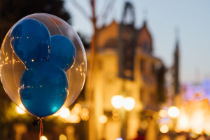 Mickey Mouse inside a balloon at Disney theme park