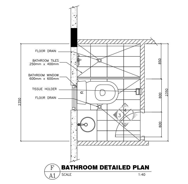 5’x7’ bathroom plan is given in this Autocad drawing file.Download now ...