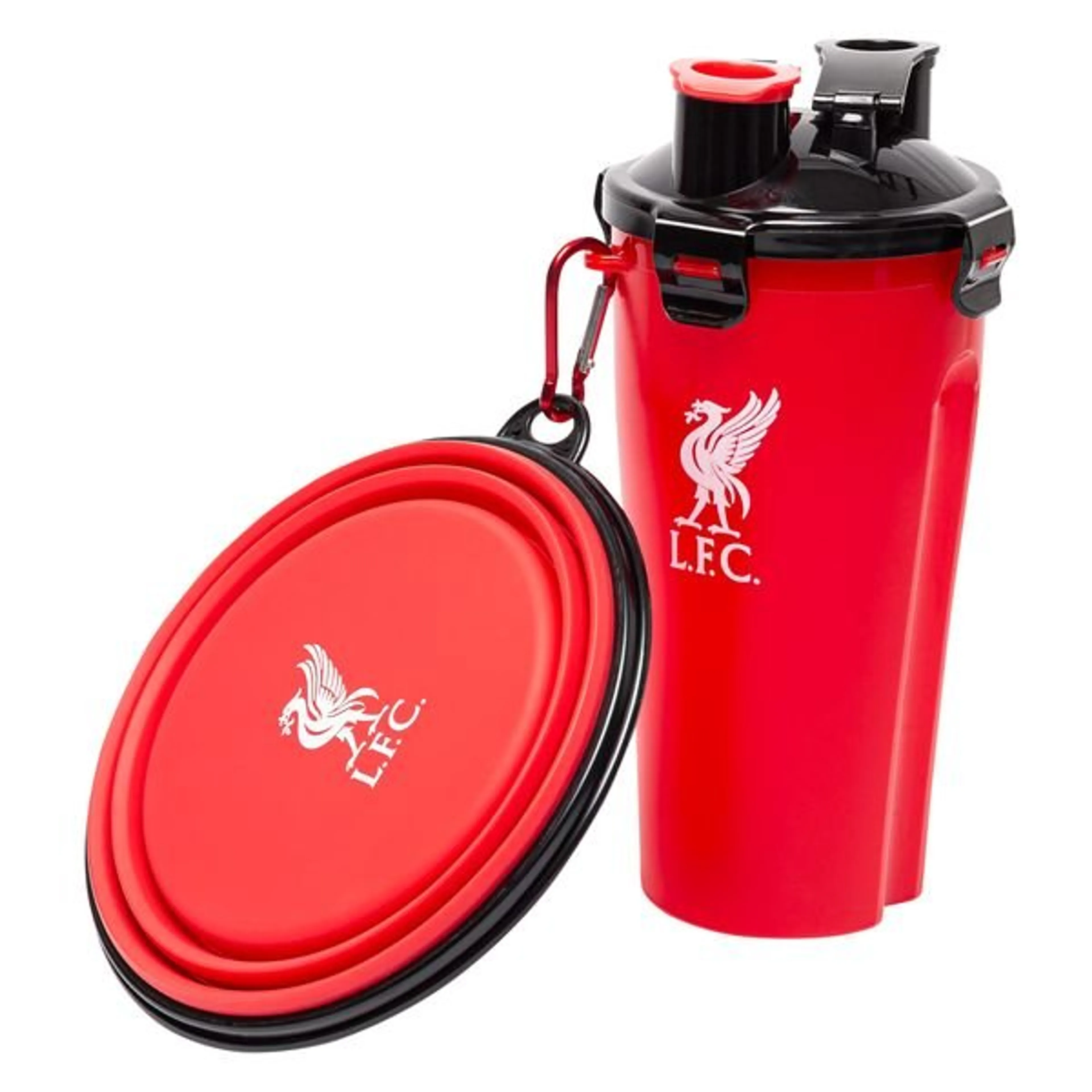 Liverpool Pet Travel Bowl & Bottle Set - Red/Black