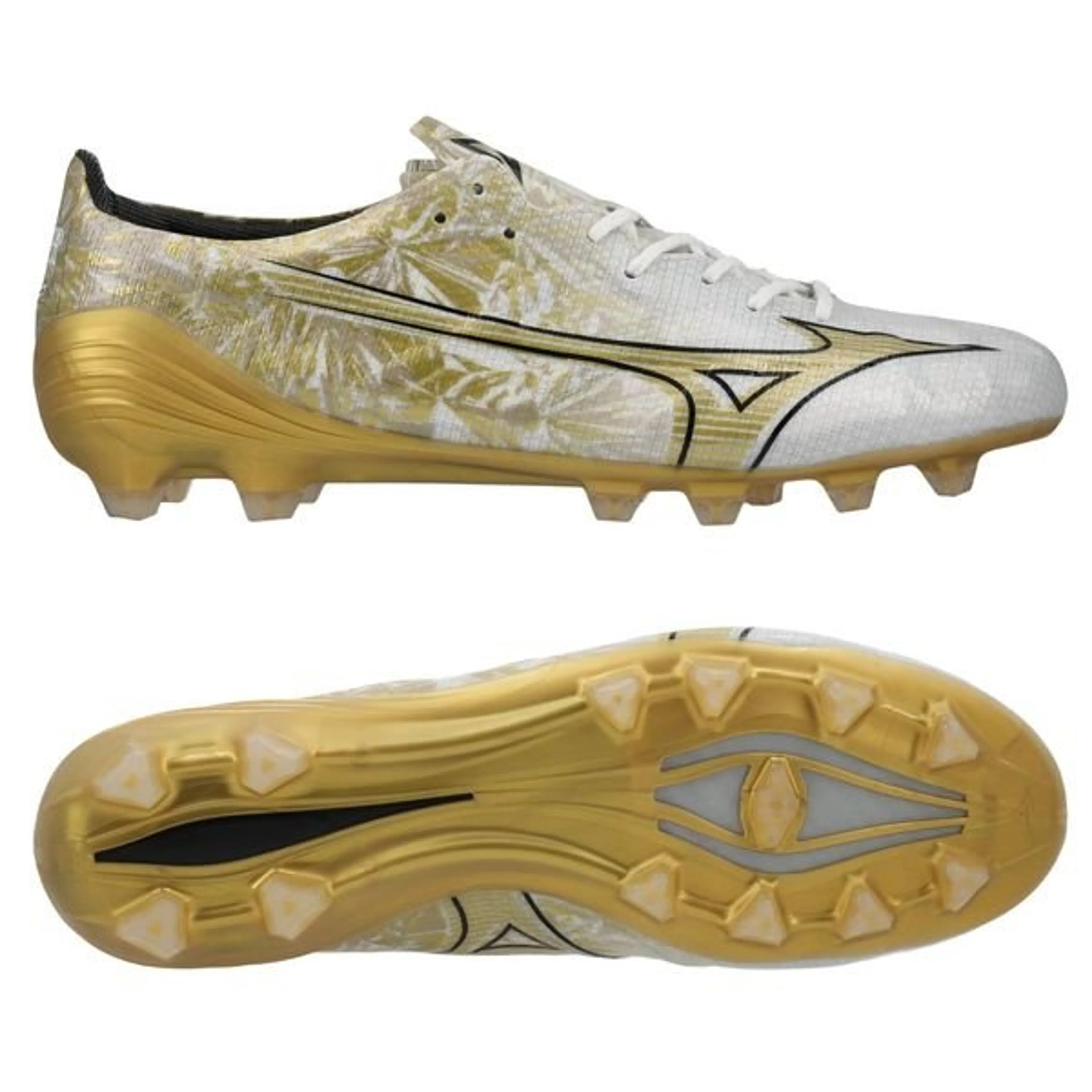 Mizuno Alpha Elite FG/AG Prism Gold - Wit/Goud/Zwart