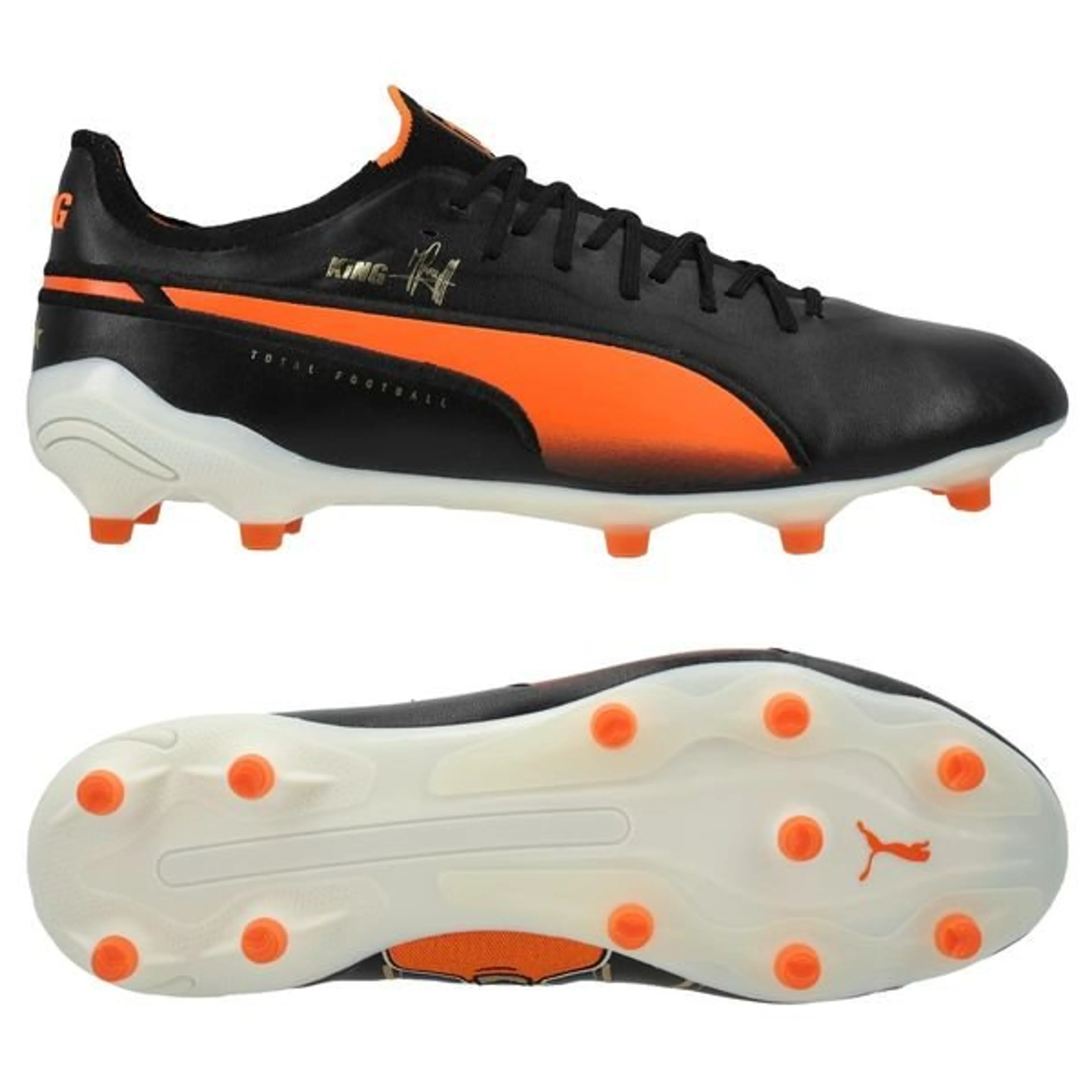 PUMA King Ultimate Cruyff FG/AG Legends - Zwart/Wit/Oranje/Goud/Frosted Ivory LIMITED EDITION