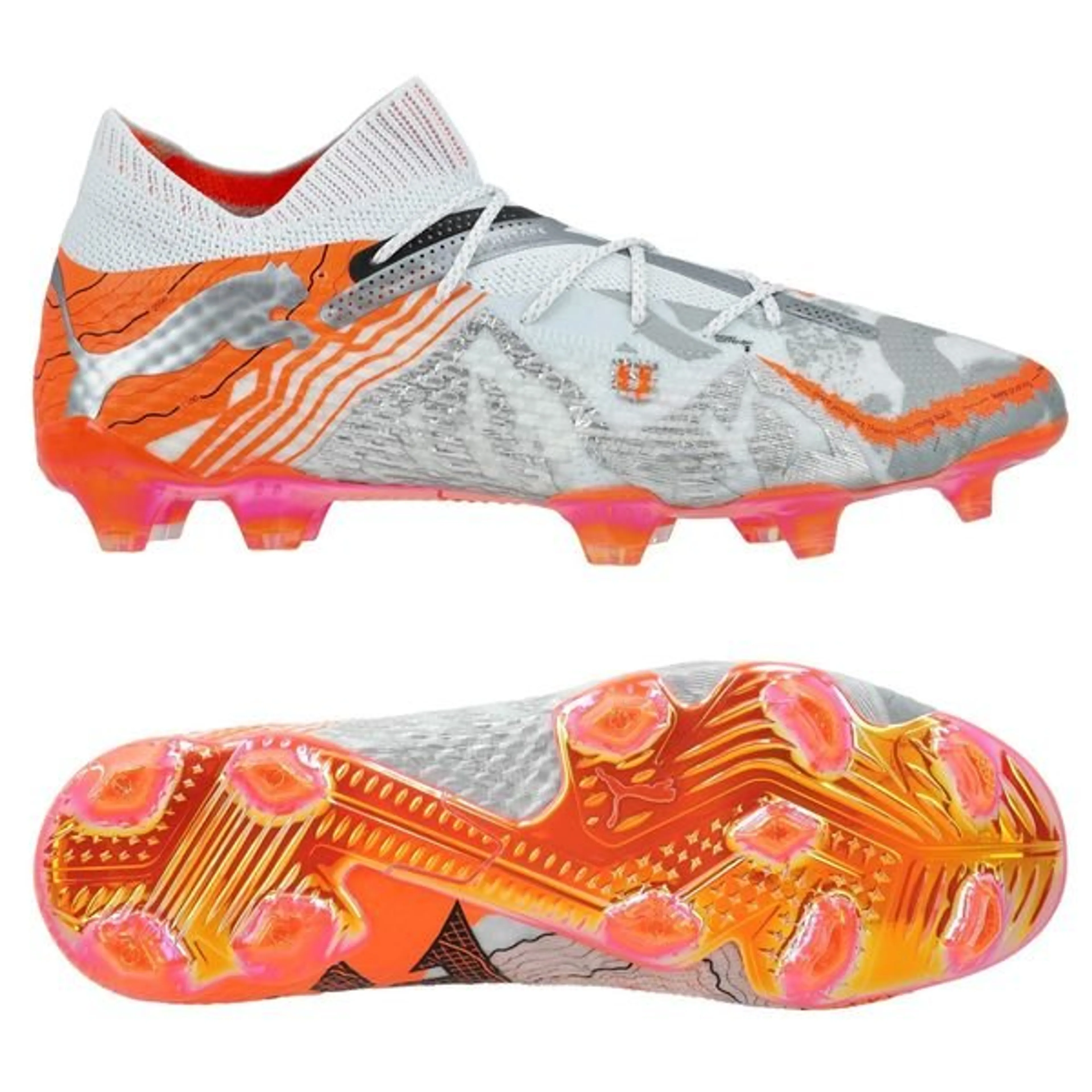 PUMA X Unisport Future 7 Ultimate FG/AG Conquer your Mountain - White/Ultra Orange/Puma Silver LIMITED EDITION