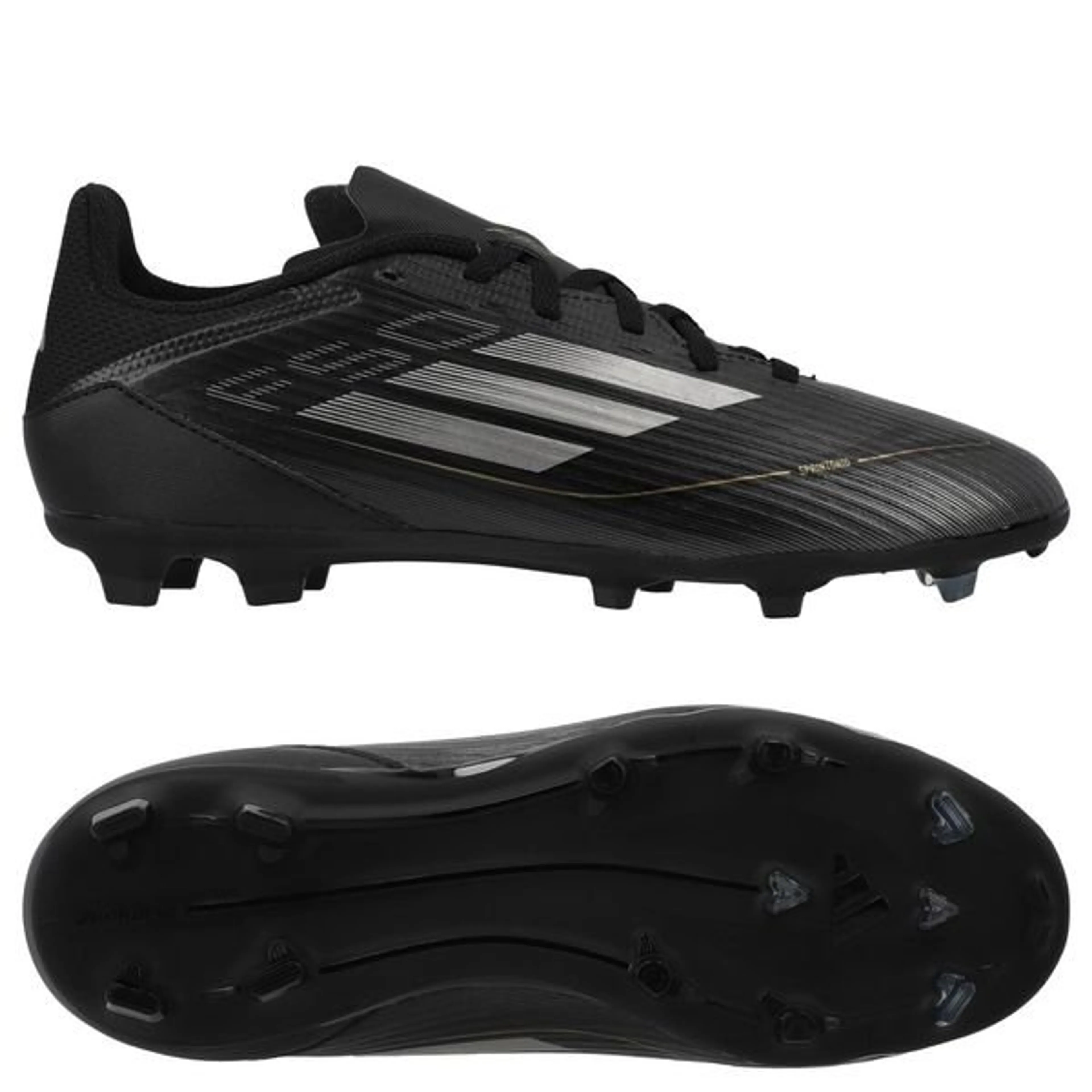 adidas F50 League FG/AG Dark Spark - Zwart/Zilver/Goud Kids